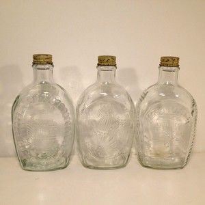 (3) Vintage Log Cabin Syrup USA Bicentennial Clear Glass Bottle 1976  Lot of 3